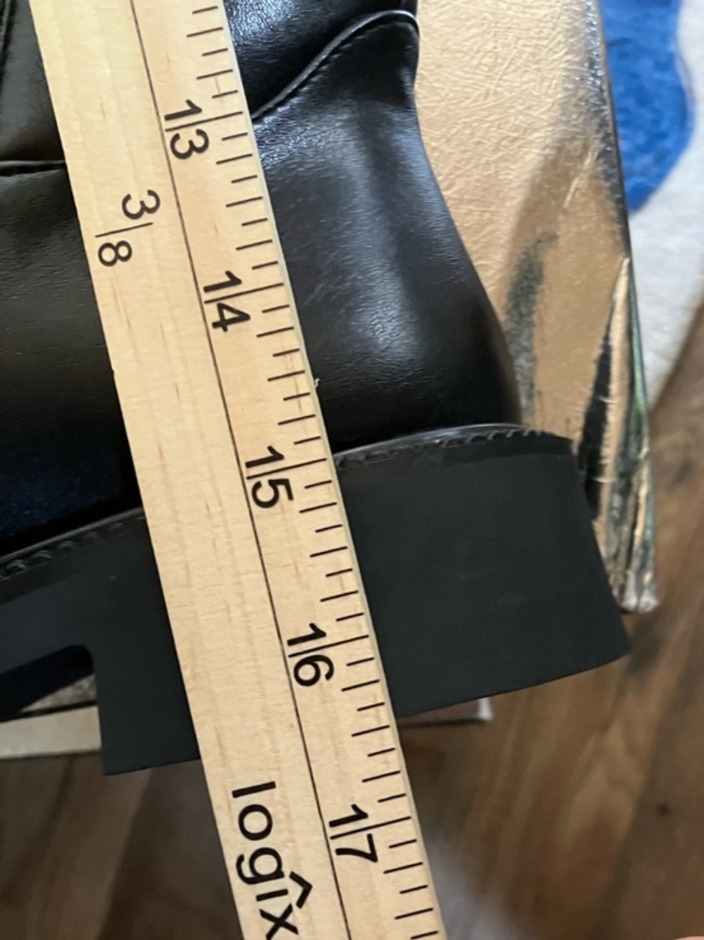Women's Black Mid-Calf Heeled Boots - Picture 9 of 14
